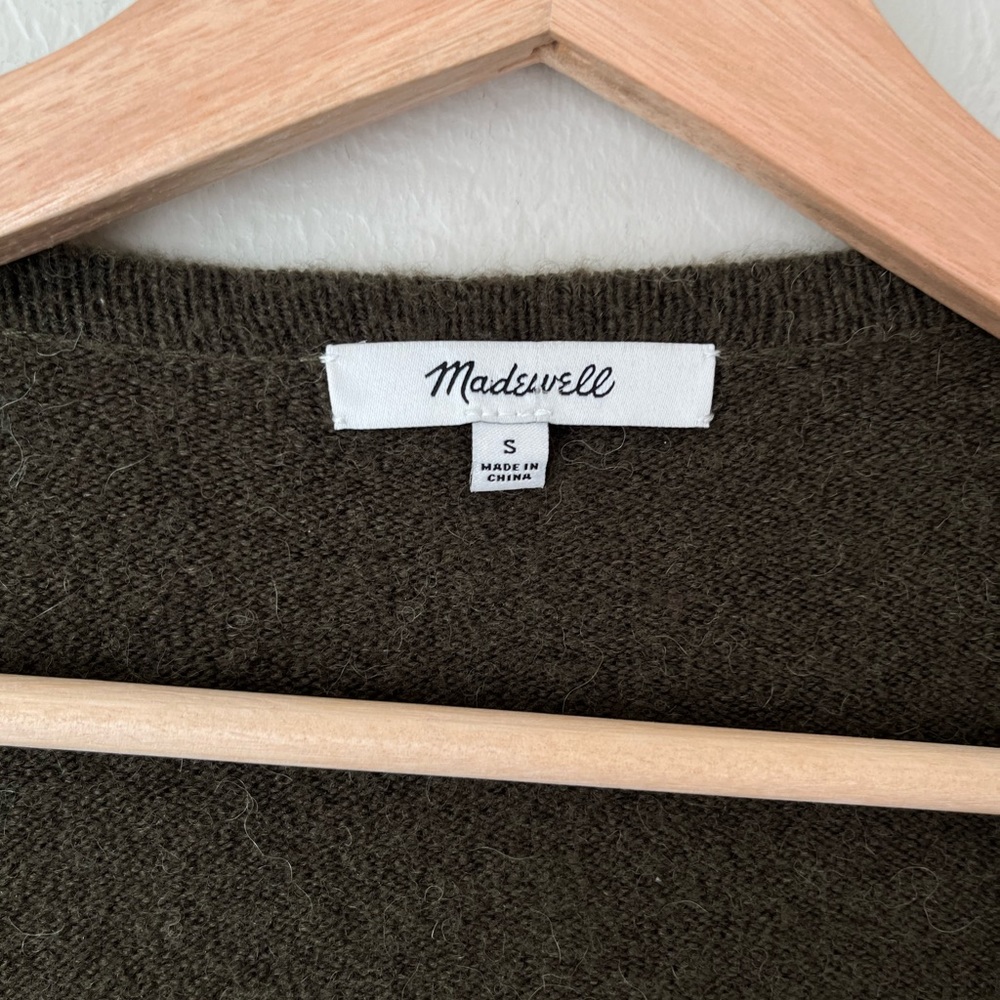 Madewell Kent cardigan sweater wool blend olive green small - Picture 6 of 10